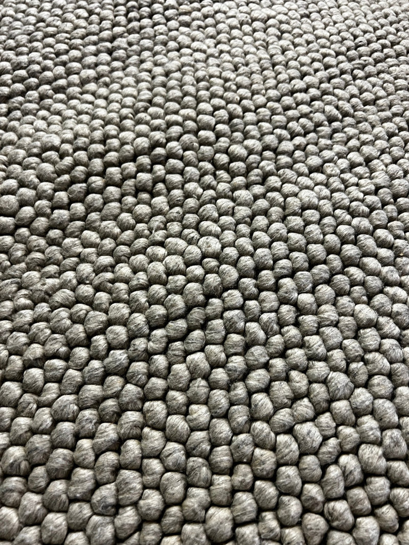 Mrs. Gardner Handwoven Wool Durrie Natural Grey Loop Ball 10x13.3 | Banana Manor Rug Company