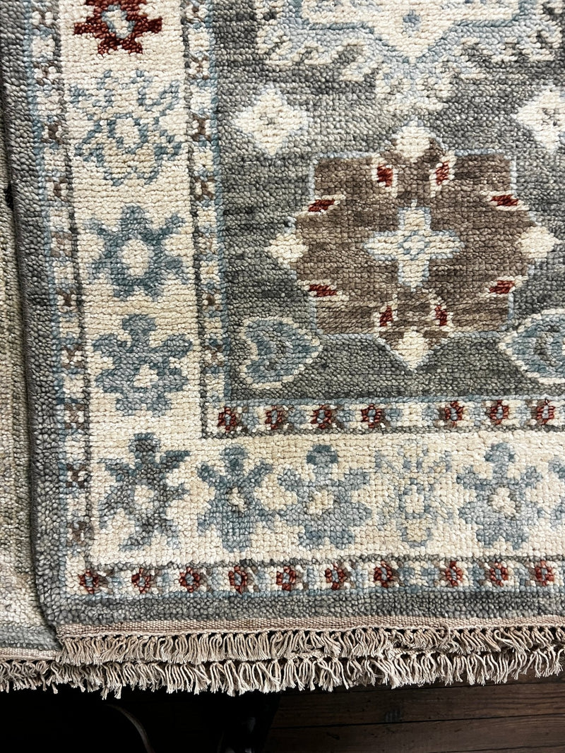 Myla 2.3x14 Brownish Grey Hand-Knotted Oushak Runner | Banana Manor Rug Company