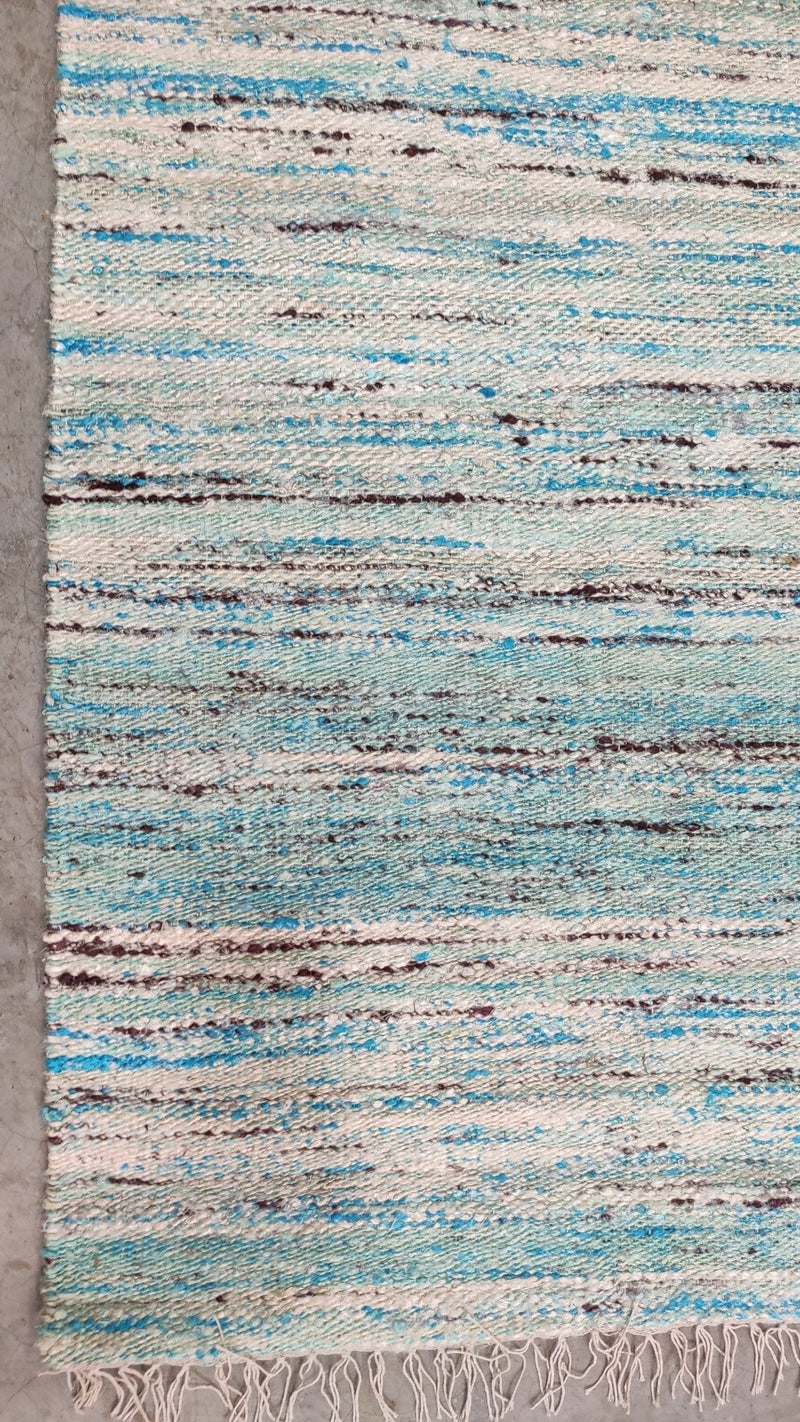 Nadine 3x5.3 Handwoven Blue and White Sari Silk Rug | Banana Manor Rug Company