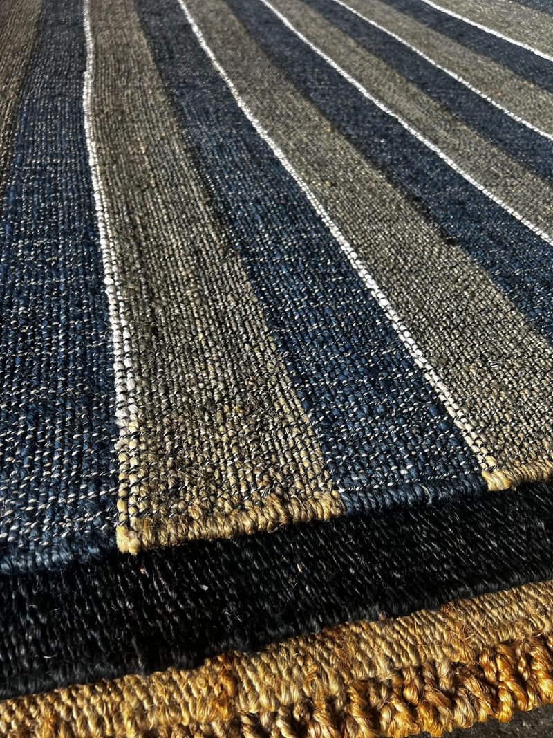 Nairobi Handwoven Grey and Blue Geometric Jute Rug 8x10 | Banana Manor Rug Company