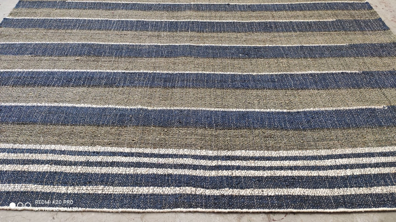 Nairobi Handwoven Grey and Blue Geometric Jute Rug 8x10 | Banana Manor Rug Company