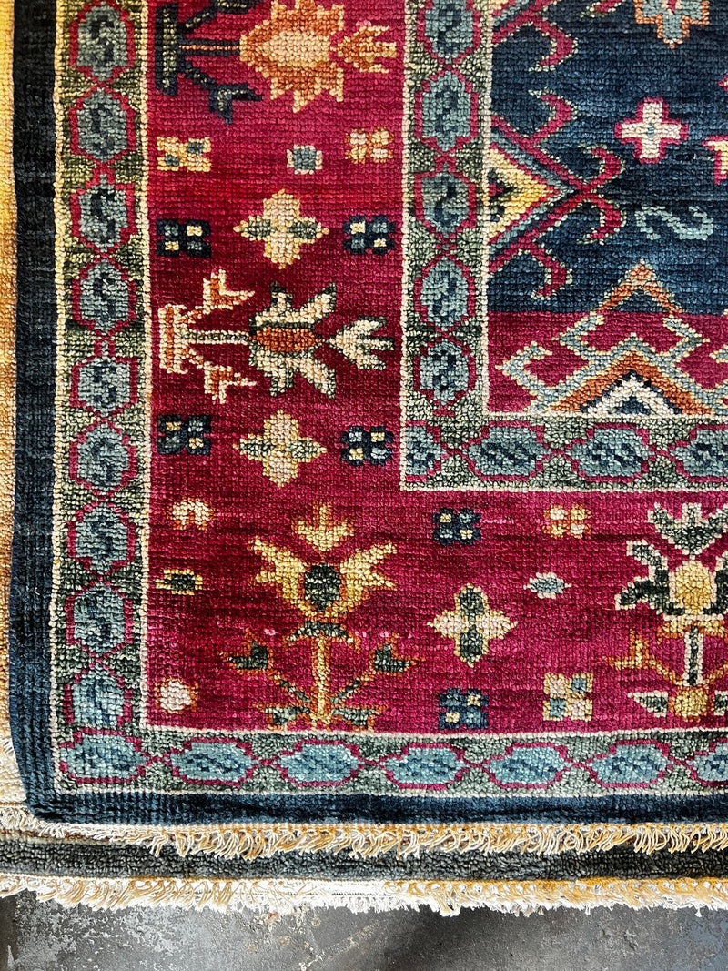 Nan Kempner 9.9x13.9 Blue and Red Hand-Knotted Oushak Rug | Banana Manor Rug Factory Outlet