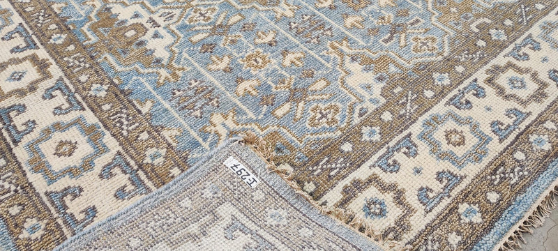 Naomi Alon Coe Light Blue and Ivory Hand-Knotted Oushak Rug 8x10 | Banana Manor Rug Company