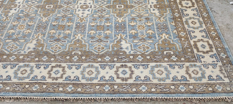 Naomi Alon Coe Light Blue and Ivory Hand-Knotted Oushak Rug 8x10 | Banana Manor Rug Company