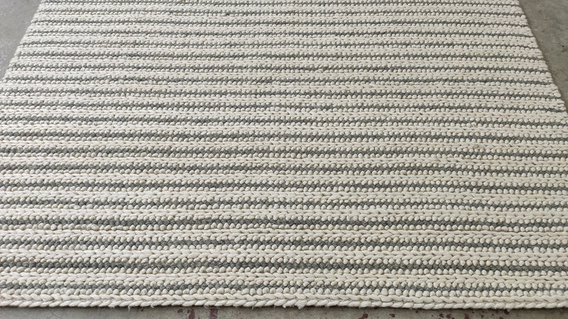 Naomi White and Grey Striped Handwoven Rug (Multiple Sizes) | Banana Manor Rug Company