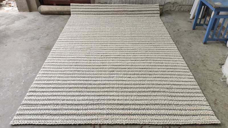 Naomi White and Grey Striped Handwoven Rug (Multiple Sizes) | Banana Manor Rug Company