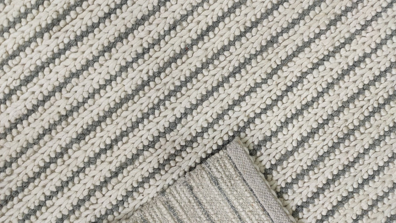 Naomi White and Grey Striped Handwoven Rug (Multiple Sizes) | Banana Manor Rug Company