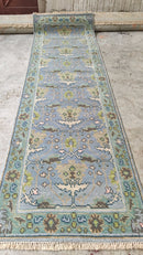 Natacha Régnier 2.6x12 Light Green Hand-Knotted Oushak Runner | Banana Manor Rug Company