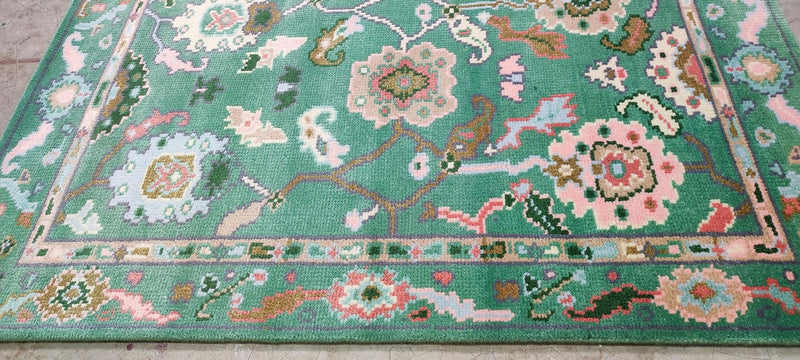 Natalie Becker Hand-Knotted Oushak Rug Green 4x6 | Banana Manor Rug Company