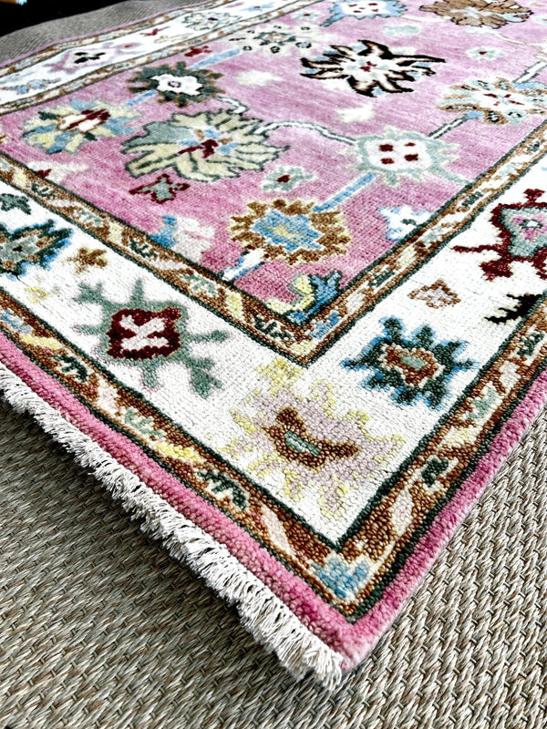 Natasha Henstridge 4x6 Pink Hand-Knotted Oushak Rug | Banana Manor Rug Company