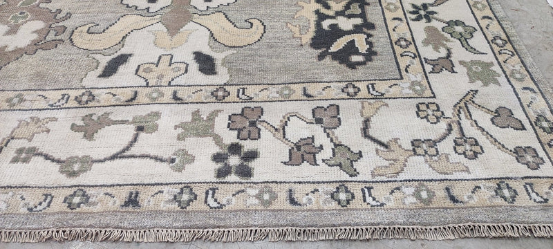 Natayla Varley Hand-Knotted Oushak Rug Light Grey and Ivory 9x12 | Banana Manor Rug Company