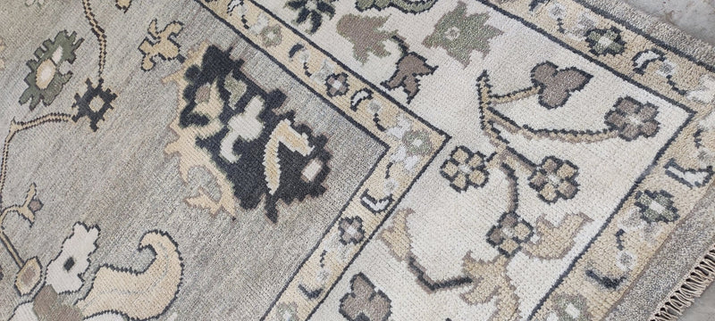 Natayla Varley Hand-Knotted Oushak Rug Light Grey and Ivory 9x12 | Banana Manor Rug Company