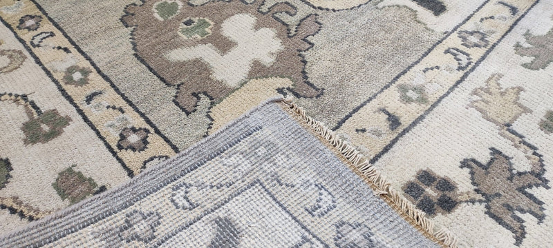 Natayla Varley Hand-Knotted Oushak Rug Light Grey and Ivory 9x12 | Banana Manor Rug Company