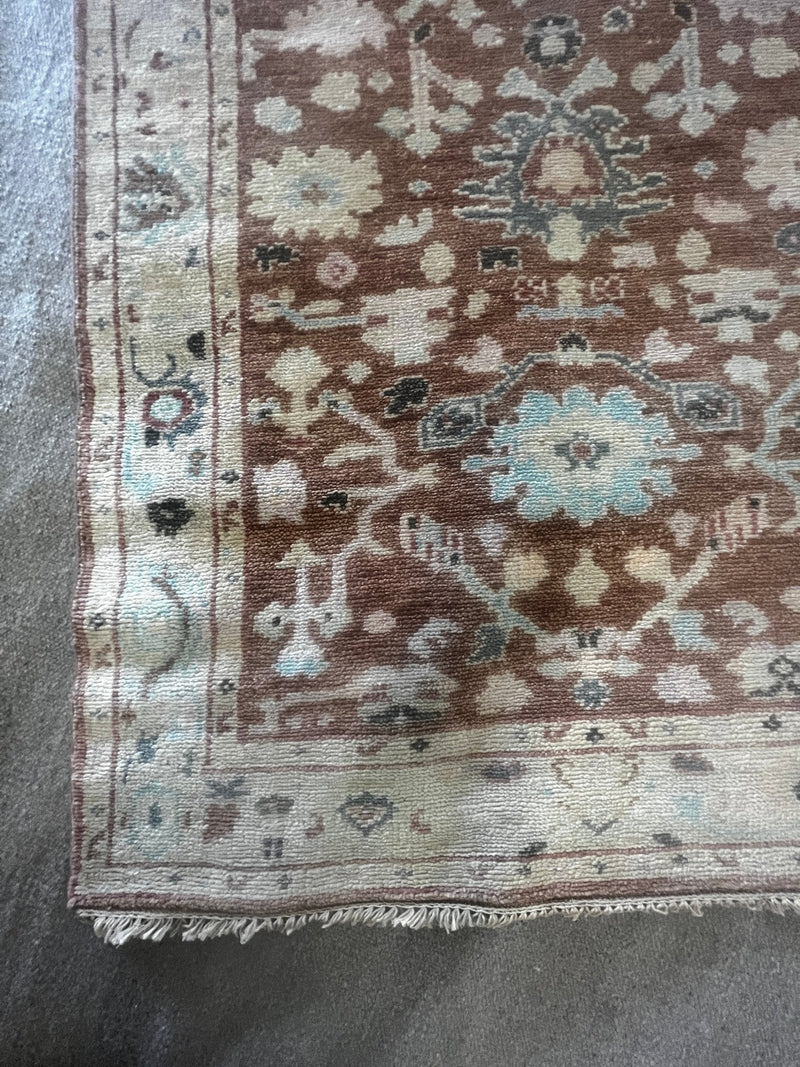 Nellie 4x5 Rust Hand-Knotted Oushak Rug | Banana Manor Rug Company