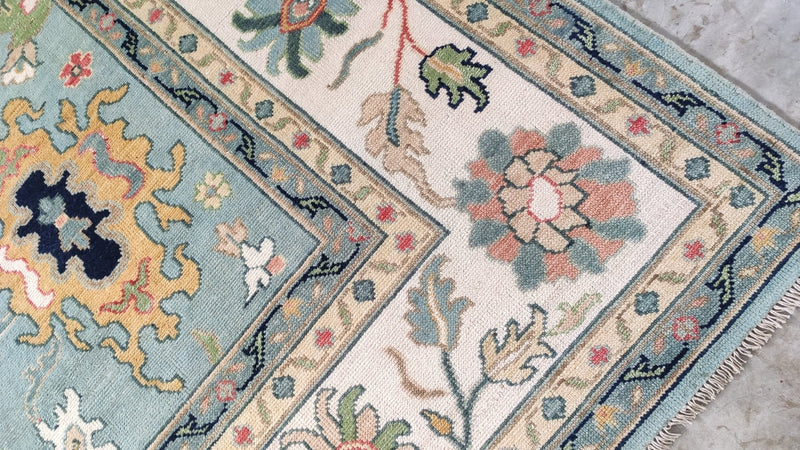 Nelly 9x12.3 Light BlueHand-Knotted Oushak Rug | Banana Manor Rug Company