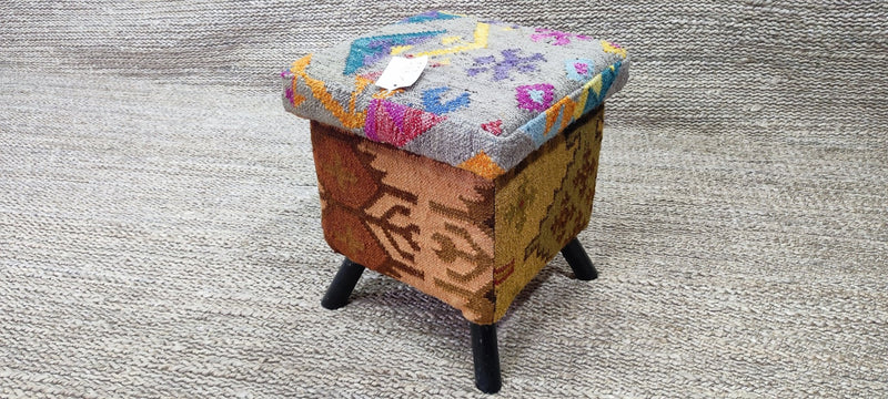 Nick Carter Wooden Upholstered Stool 15x15x17 | Banana Manor Rug Company