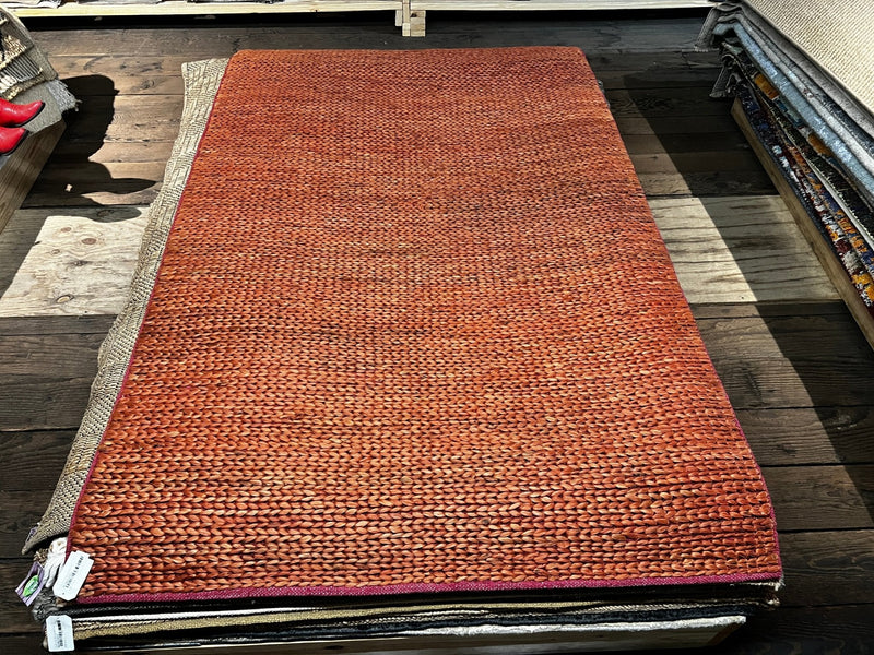 Nick Yemana 5x8 Rust Durrie Rug | Banana Manor Rug Company