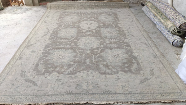 Nicki Minaj 8.6x12.6 Light Brown and Ivory Hand-Knotted Oushak Rug | Banana Manor Rug Company