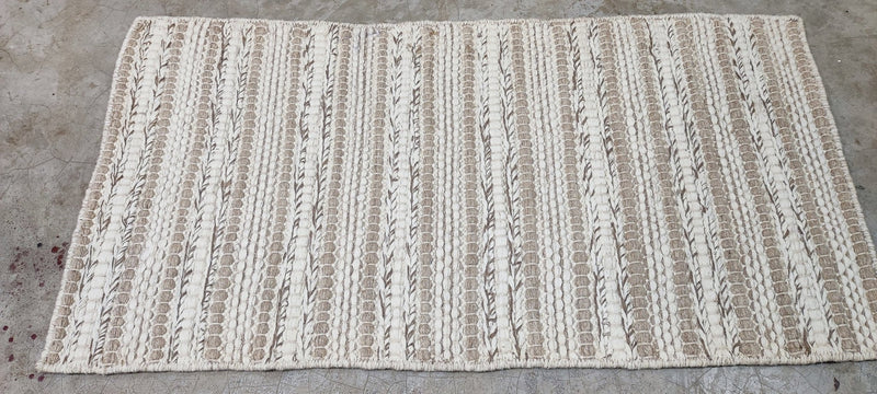 Nicolas Chamfort Handwoven Wool Durrie Natural Brown Loop Strip 2.6x4.6 | Banana Manor Rug Company