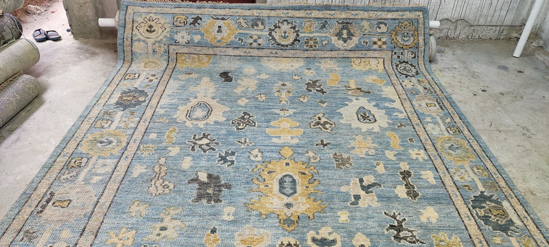 Nicole Gibbons Blue Hand-Knotted Oushak Rug 8x10 | Banana Manor Rug Company