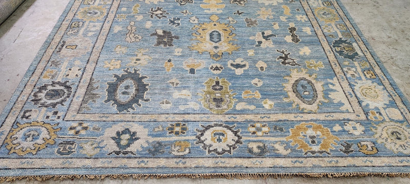 Nicole Gibbons Blue Hand-Knotted Oushak Rug 8x10 | Banana Manor Rug Company