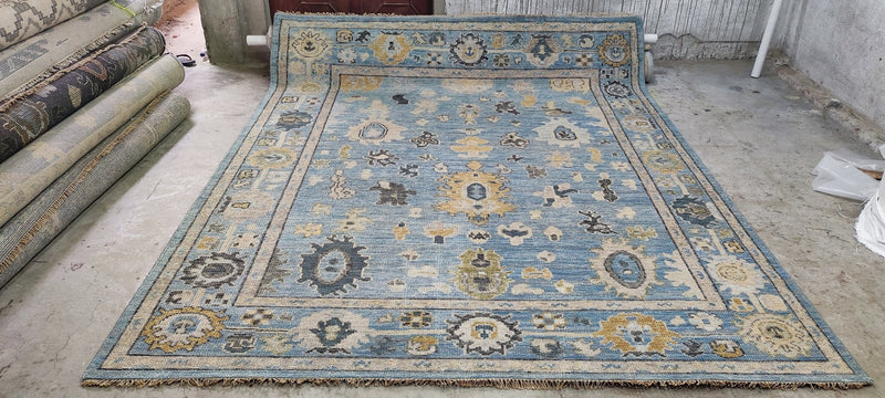 Nicole Gibbons Blue Hand-Knotted Oushak Rug 8x10 | Banana Manor Rug Company