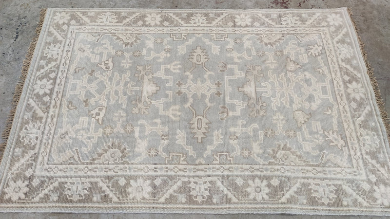 Nicole Scherzinger 4x6 Light Grey Hand-Knotted Oushak Rug | Banana Manor Rug Company