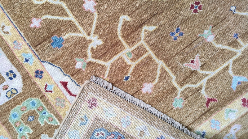 Nicole Scherzinger 9x12 Gold Hand-Knotted Oushak Rug | Banana Manor Rug Company