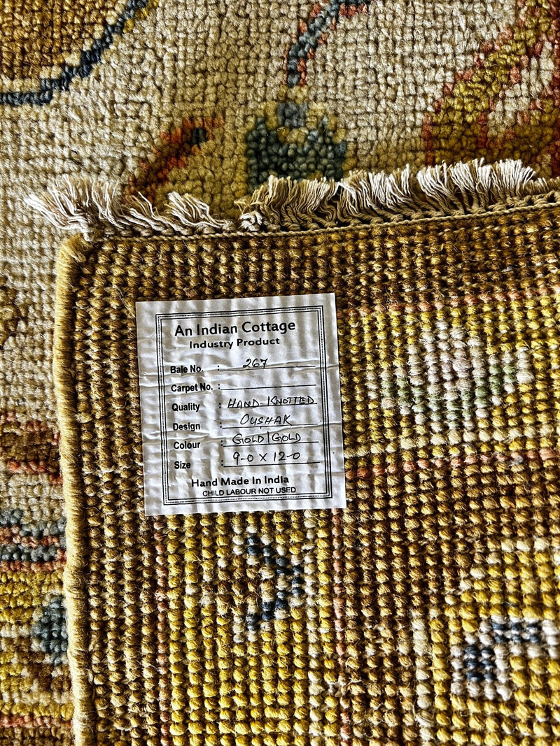 Nicole Scherzinger 9x12 Gold Hand-Knotted Oushak Rug | Banana Manor Rug Company