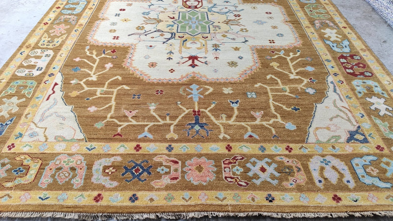 Nicole Scherzinger 9x12 Gold Hand-Knotted Oushak Rug | Banana Manor Rug Company