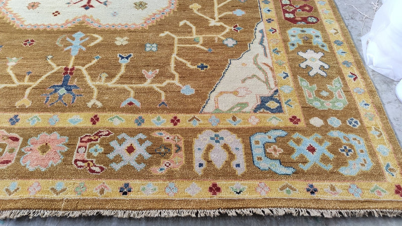 Nicole Scherzinger 9x12 Gold Hand-Knotted Oushak Rug | Banana Manor Rug Company