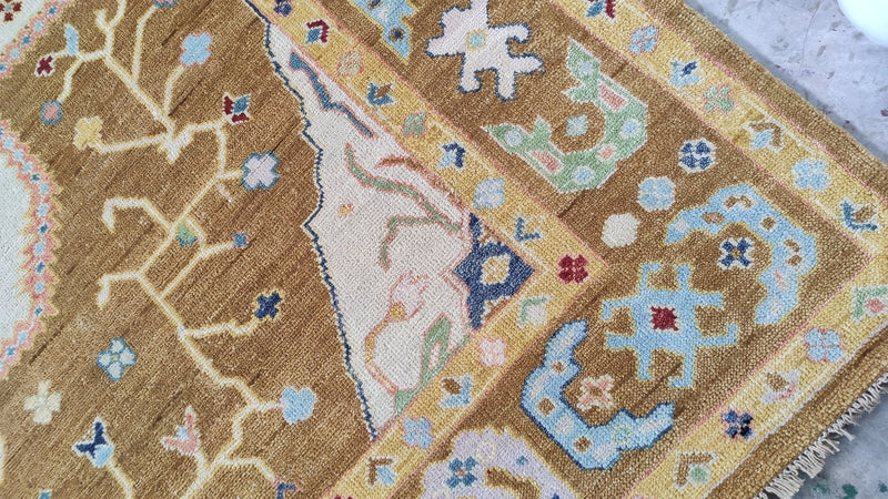 Nicole Scherzinger 9x12 Gold Hand-Knotted Oushak Rug | Banana Manor Rug Company