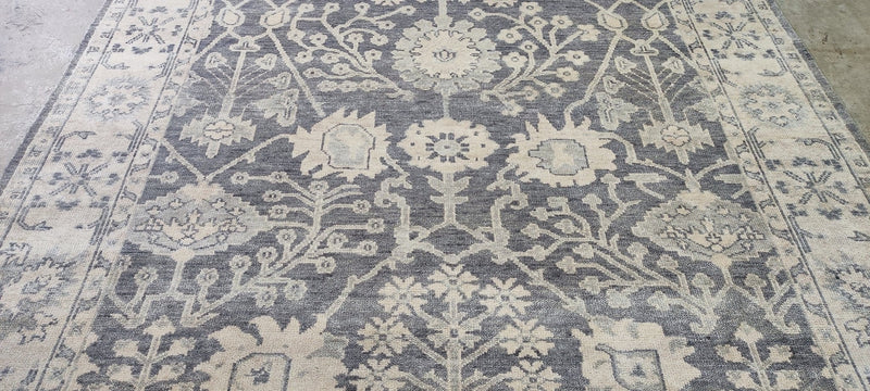 Nina Petronzio Grey and Silver Hand-Knotted Oushak Rug 8x10 | Banana Manor Rug Company