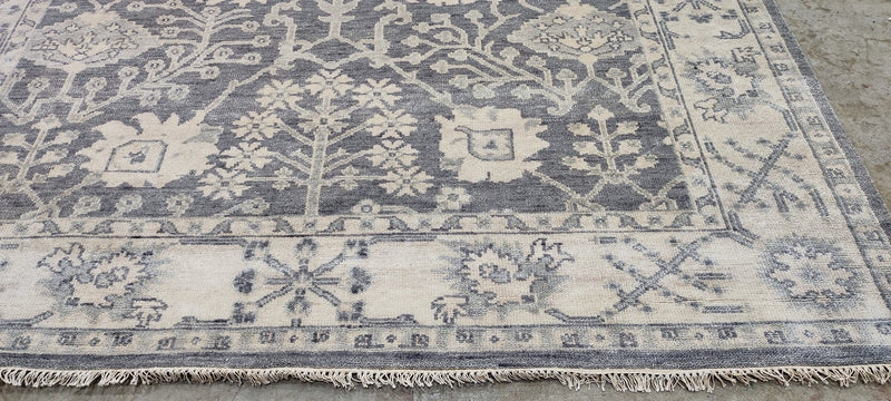 Nina Petronzio Grey and Silver Hand-Knotted Oushak Rug 8x10 | Banana Manor Rug Company