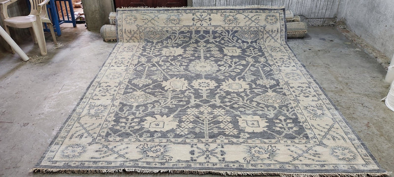 Nina Petronzio Grey and Silver Hand-Knotted Oushak Rug 8x10 | Banana Manor Rug Company