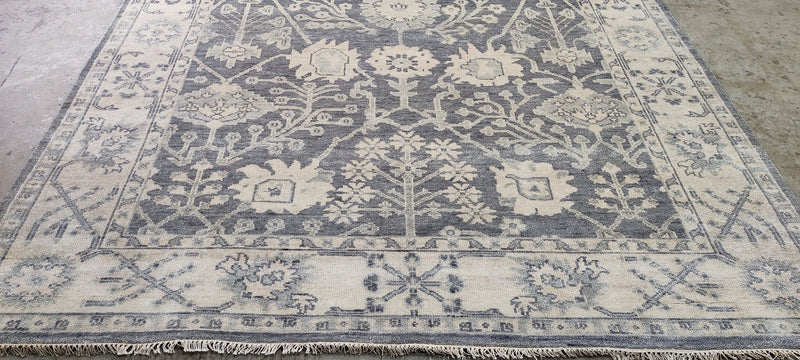 Nina Petronzio Grey and Silver Hand-Knotted Oushak Rug 8x10 | Banana Manor Rug Company