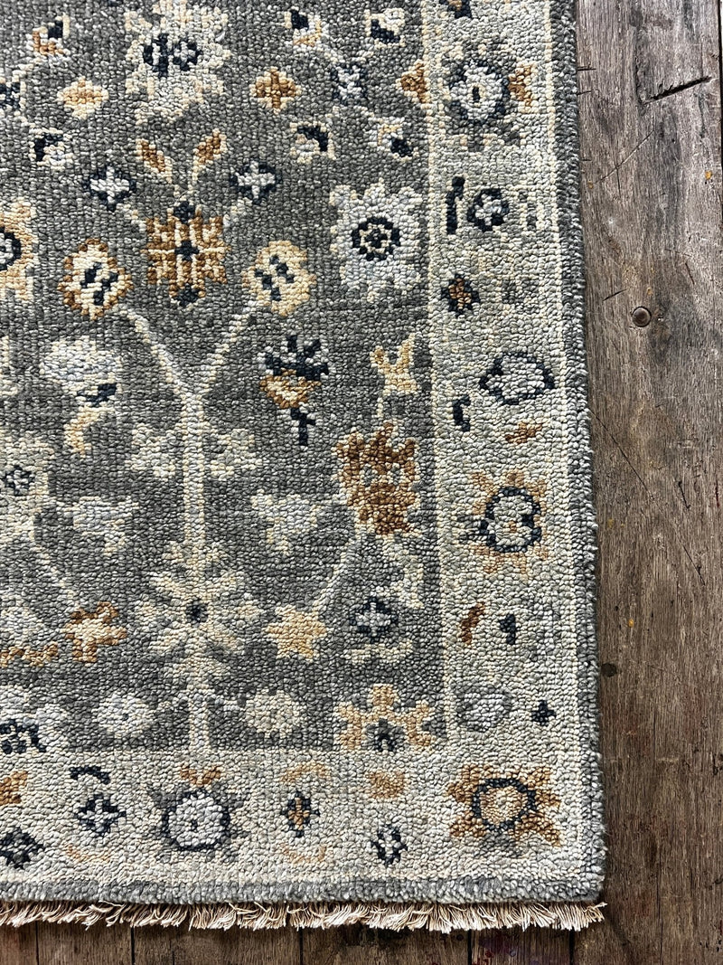 "Noa" Dark and Light Grey Hand-Knotted Oushak Sample 8x10 | Banana Manor Rug Company