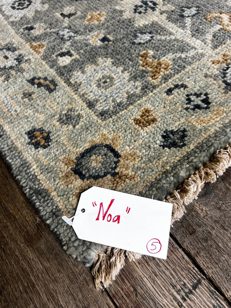 "Noa" Dark and Light Grey Hand-Knotted Oushak Sample 8x10 | Banana Manor Rug Company