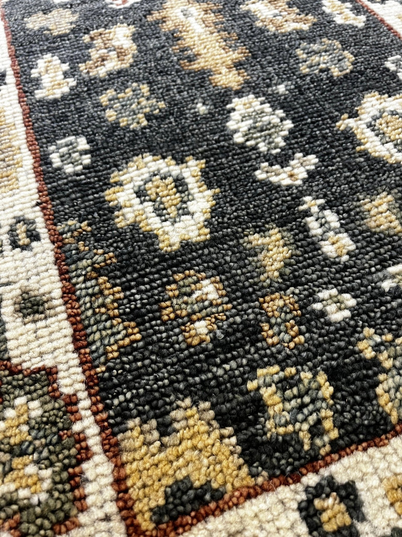 "Nynkey" Dark Blue and Cream Hand-Knotted Oushak Sample 8x10 | Banana Manor Rug Company