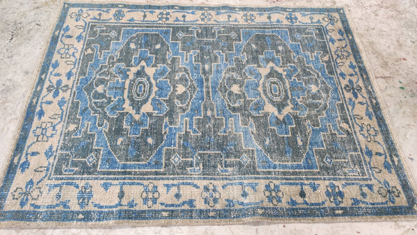 Oaklyn 5x6.6 Hand-Knotted Blue Oushak Rug | Banana Manor Rug Company