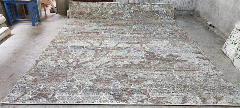 Oleg Taktarov Hand-Knotted Modern Abstract Rug Silver and Brown 9.3x12 | Banana Manor Rug Company