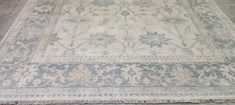 Olga Arntgolts Hand-Knotted Oushak Rug Ivory and Green 10x14 | Banana Manor Rug Company