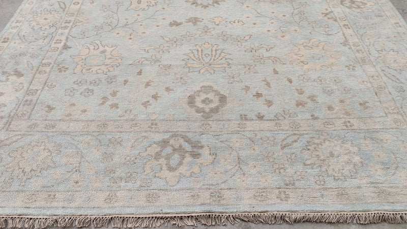 Olivette 9x12 Aqua Blue Hand-Knotted Oushak Rug | Banana Manor Rug Company