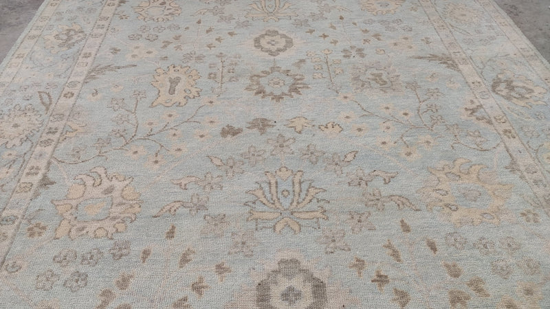 Olivette 9x12 Aqua Blue Hand-Knotted Oushak Rug | Banana Manor Rug Company