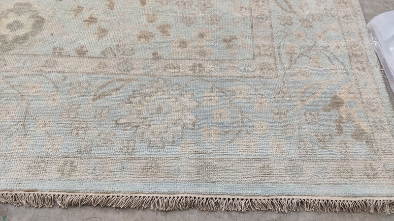 Olivette 9x12 Aqua Blue Hand-Knotted Oushak Rug | Banana Manor Rug Company