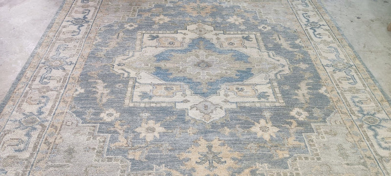 Olivia Erwin Light Blue and Ivory Hand-Knotted Oriental Rug 8x10 | Banana Manor Rug Company