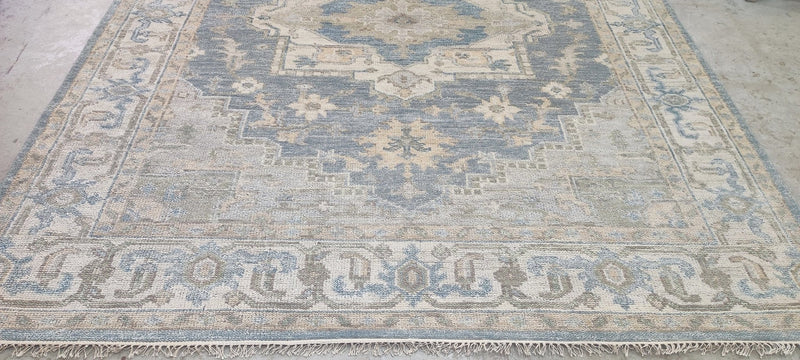 Olivia Erwin Light Blue and Ivory Hand-Knotted Oriental Rug 8x10 | Banana Manor Rug Company