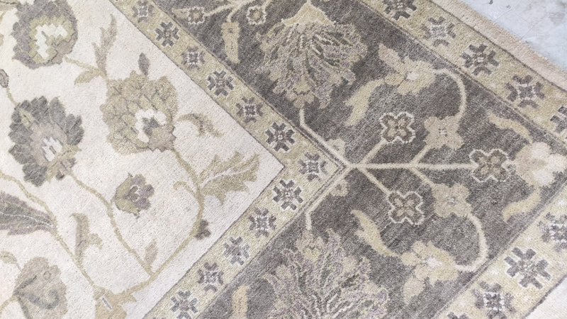 Ophelia 9x12 Gold and Brown Hand-Knotted Oushak Rug | Banana Manor Rug Company