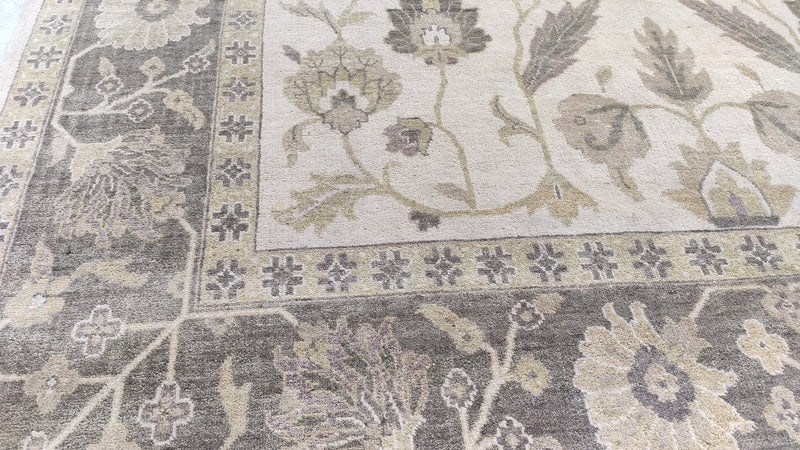 Ophelia 9x12 Gold and Brown Hand-Knotted Oushak Rug | Banana Manor Rug Company