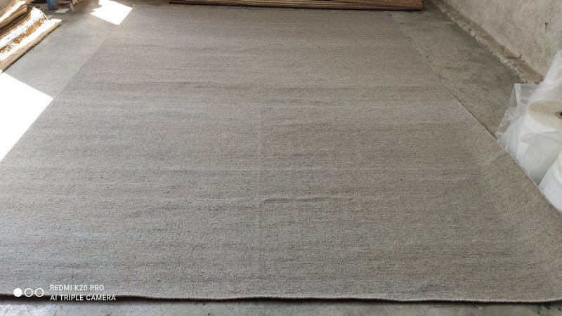 Outdoor Lounge 9x12 Handwoven Grey Textured PET Yarn Durrie Rug | Banana Manor Rug Company